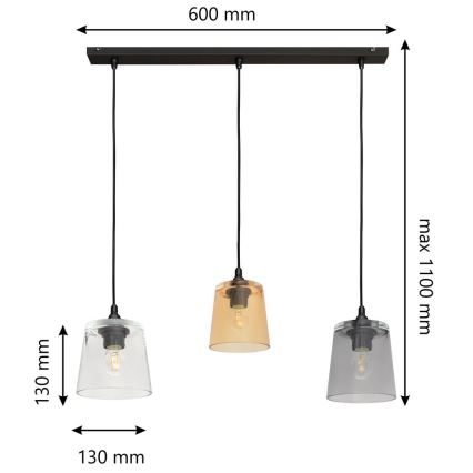 Chandelier on a string LUCEA 3xE27/15W/230V