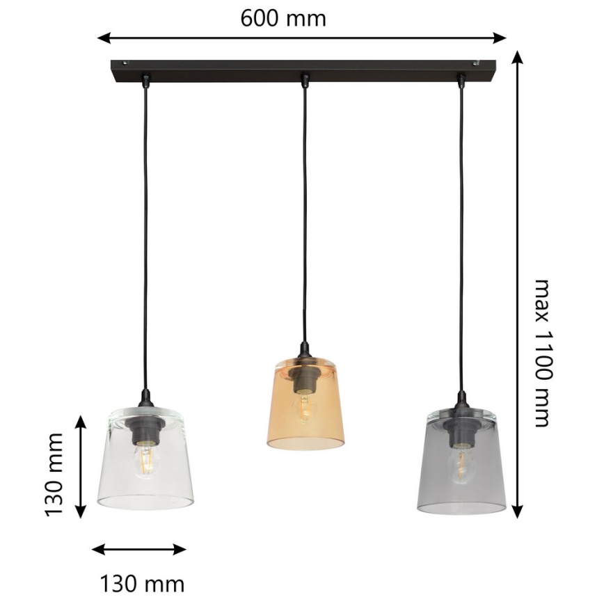 Chandelier on a string LUCEA 3xE27/15W/230V