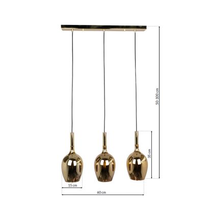 Chandelier on a string LUGANO 3xE14/40W/230V gold