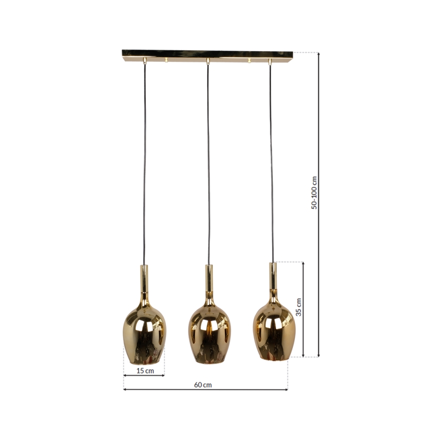 Chandelier on a string LUGANO 3xE14/40W/230V gold