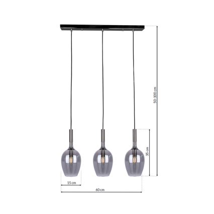 Chandelier on a string LUGANO 3xE14/40W/230V grey