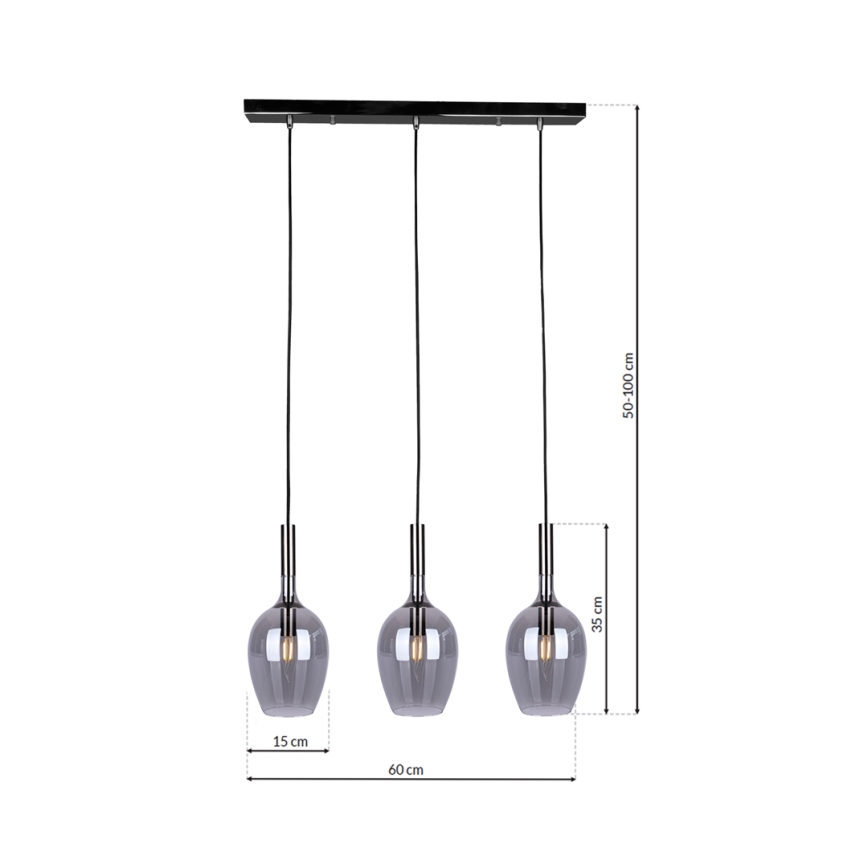 Chandelier on a string LUGANO 3xE14/40W/230V grey