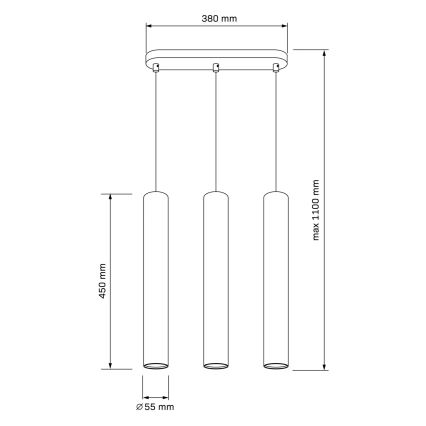 Chandelier on a string LUNGOMARE 3xGU10/10W/230V matte chrome