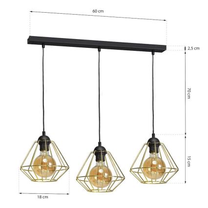 Chandelier on a string LUPO 3xE27/60W/230V