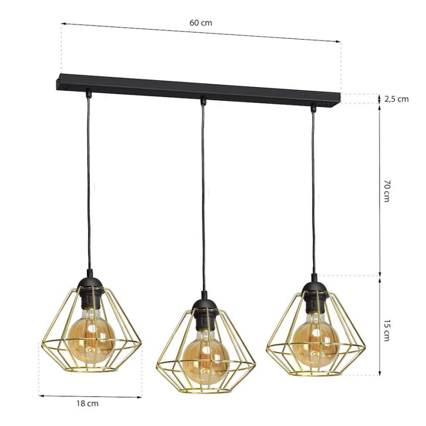 Chandelier on a string LUPO 3xE27/60W/230V