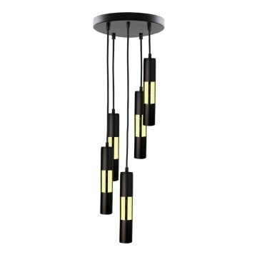 Chandelier on a string MAGNUMA 5xGU10/50W/230V black/gold