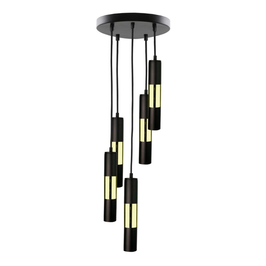 Chandelier on a string MAGNUMA 5xGU10/50W/230V black/gold