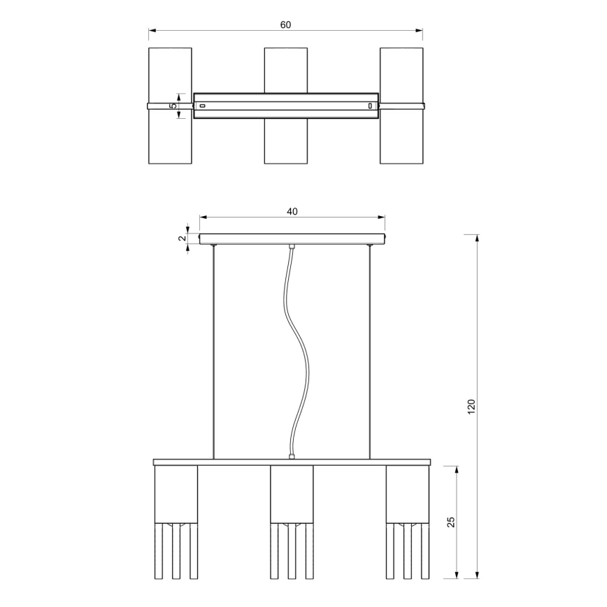 Chandelier on a string MALM 3xE27/60W/230V