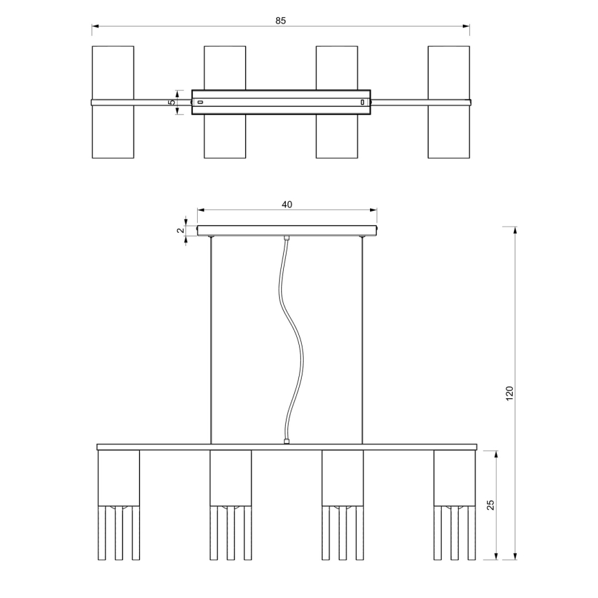 Chandelier on a string MALM 4xE27/60W/230V