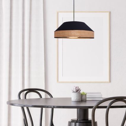 Chandelier on a string MANISO 1xE27/60W/230V d. 45 cm black/beige