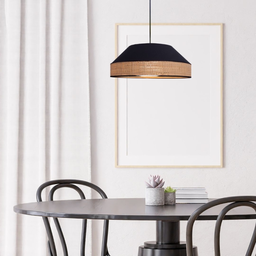 Chandelier on a string MANISO 1xE27/60W/230V d. 45 cm black/beige