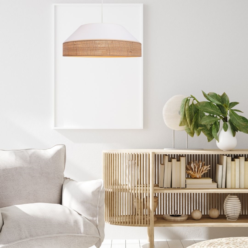 Chandelier on a string MANISO 1xE27/60W/230V d. 45 cm white/beige