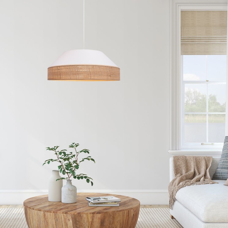 Chandelier on a string MANISO 1xE27/60W/230V d. 45 cm white/beige
