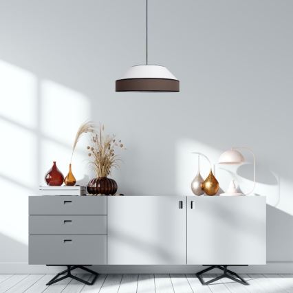 Chandelier on a string MANISO 1xE27/60W/230V d. 45 cm white/brown