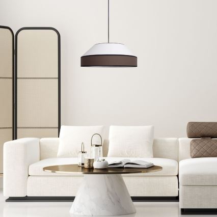 Chandelier on a string MANISO 1xE27/60W/230V d. 45 cm white/brown