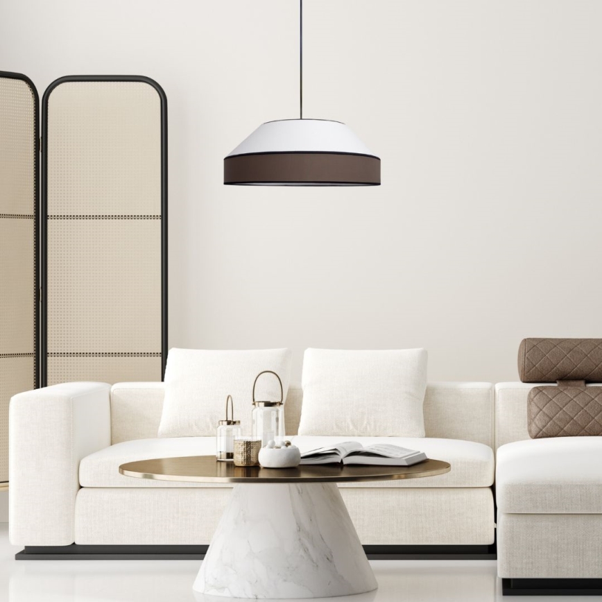 Chandelier on a string MANISO 1xE27/60W/230V d. 45 cm white/brown