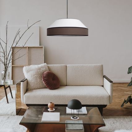 Chandelier on a string MANISO 1xE27/60W/230V d. 45 cm white/brown
