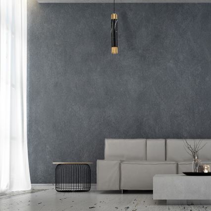Chandelier on a string MARBLE 1xGU10/8W/230V black/golden