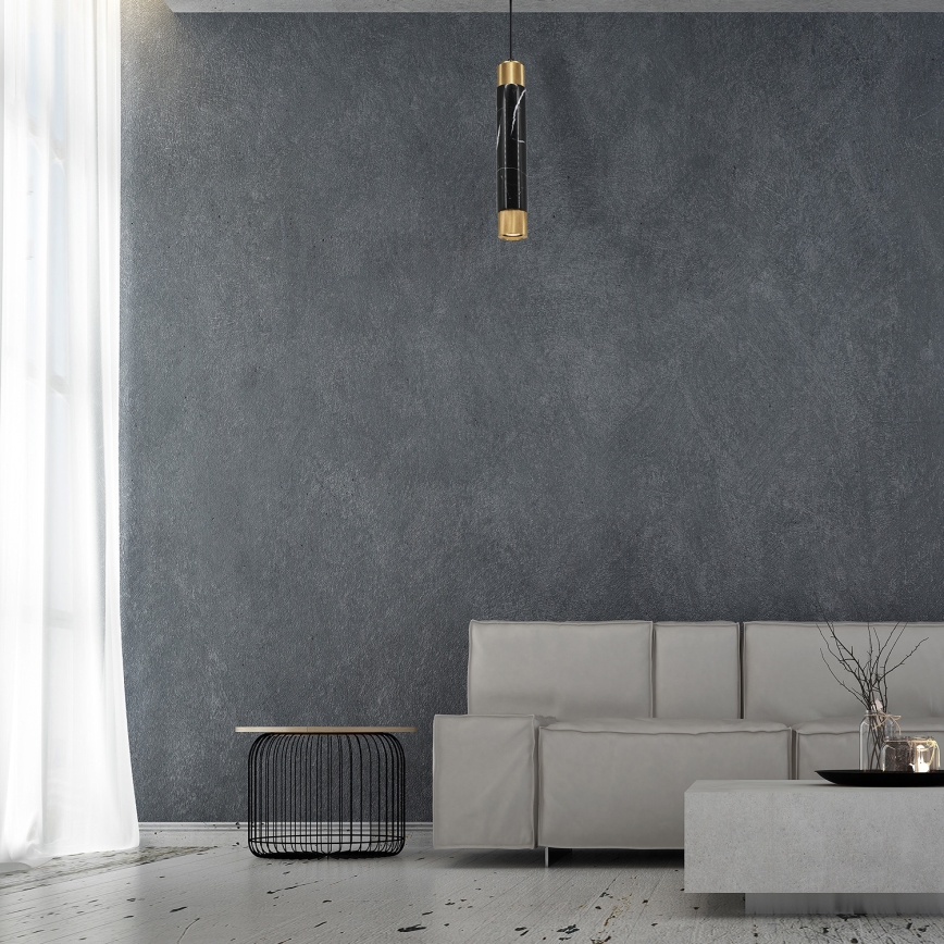 Chandelier on a string MARBLE 1xGU10/8W/230V black/golden