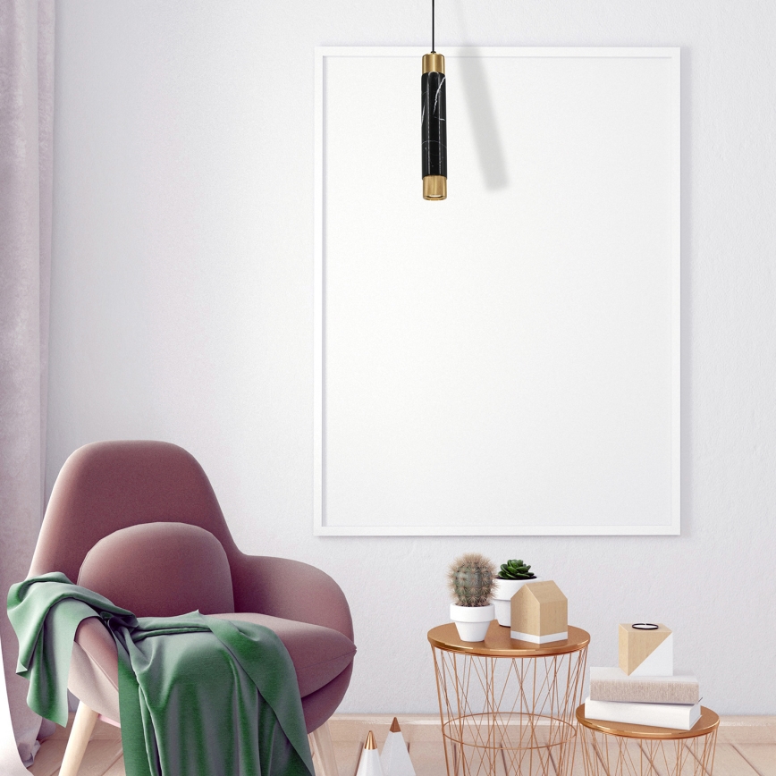 Chandelier on a string MARBLE 1xGU10/8W/230V black/golden