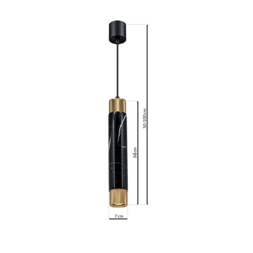 Chandelier on a string MARBLE 1xGU10/8W/230V black/golden