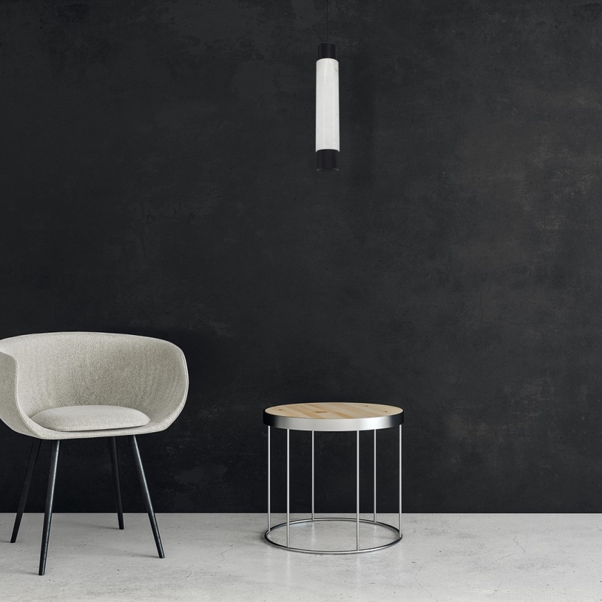 Chandelier on a string MARBLE WHITE/BLACK 1xGU10/8W/230V