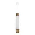 Chandelier on a string Marble white/brass 1xGU10/8W/230V
