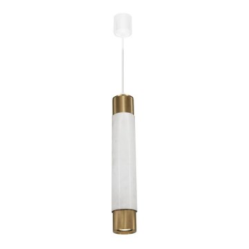 Chandelier on a string Marble white/brass 1xGU10/8W/230V