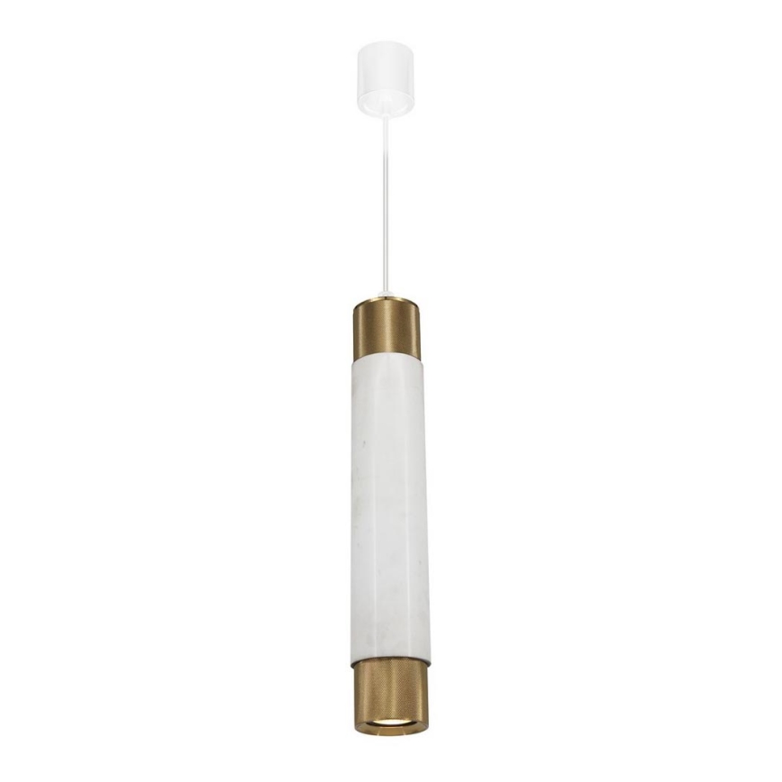Chandelier on a string Marble white/brass 1xGU10/8W/230V