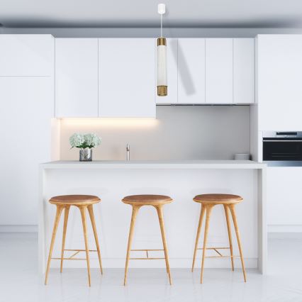 Chandelier on a string Marble white/brass 1xGU10/8W/230V