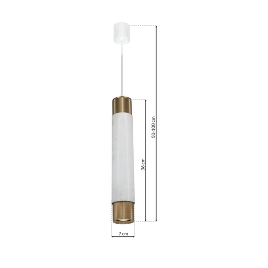 Chandelier on a string Marble white/brass 1xGU10/8W/230V