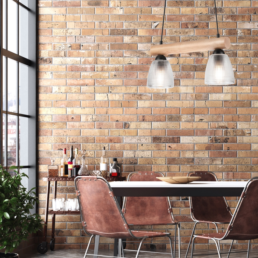 Chandelier on a string MARGIT 2xE27/60W/230V beech