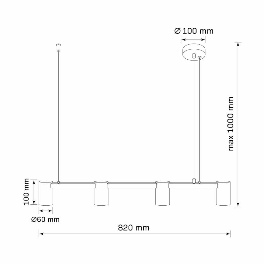 Chandelier on a string MARIBEL 4xGU10/10W/230V black