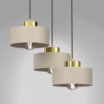 Chandelier on a string MARTI 3xE27/15W/230V beige/gold