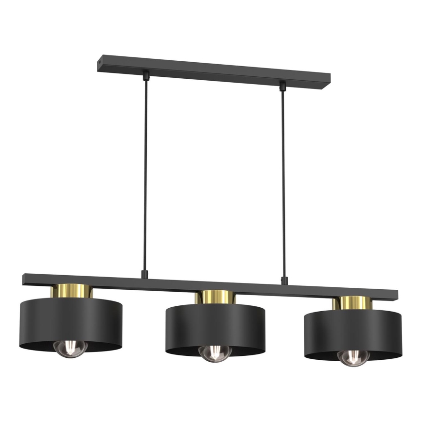 Chandelier on a string MARTI 3xE27/15W/230V black/gold