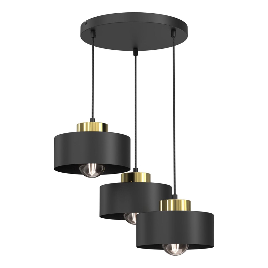 Chandelier on a string MARTI 3xE27/15W/230V black/gold