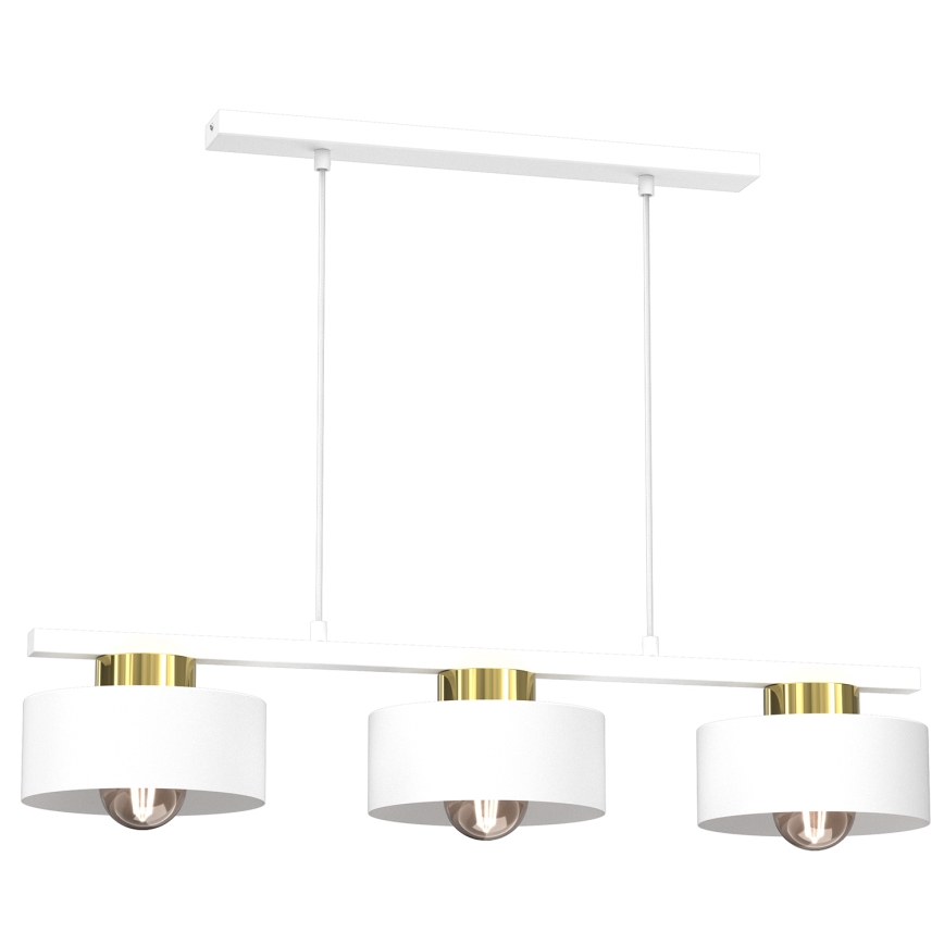 Chandelier on a string MARTI 3xE27/15W/230V white/gold