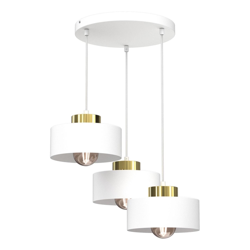 Chandelier on a string MARTI 3xE27/15W/230V white/gold