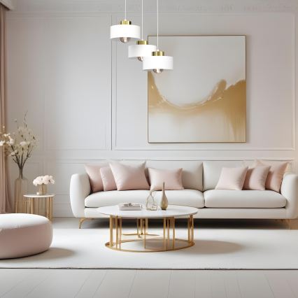 Chandelier on a string MARTI 3xE27/15W/230V white/gold