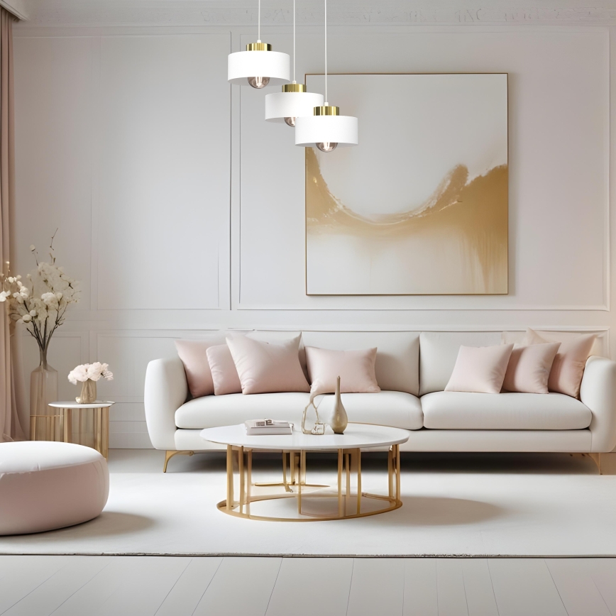 Chandelier on a string MARTI 3xE27/15W/230V white/gold