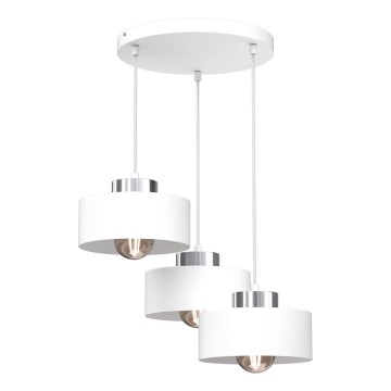 Chandelier on a string MARTI 3xE27/15W/230V white/shiny chrome