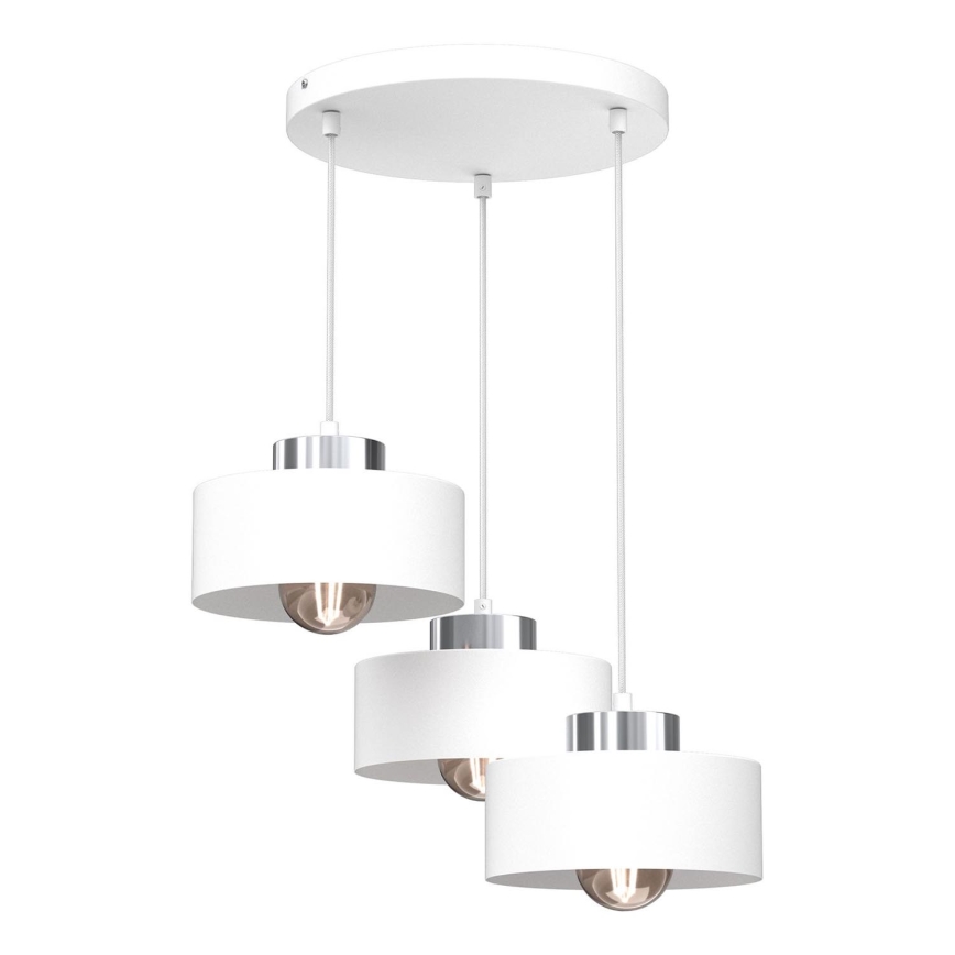 Chandelier on a string MARTI 3xE27/15W/230V white/shiny chrome