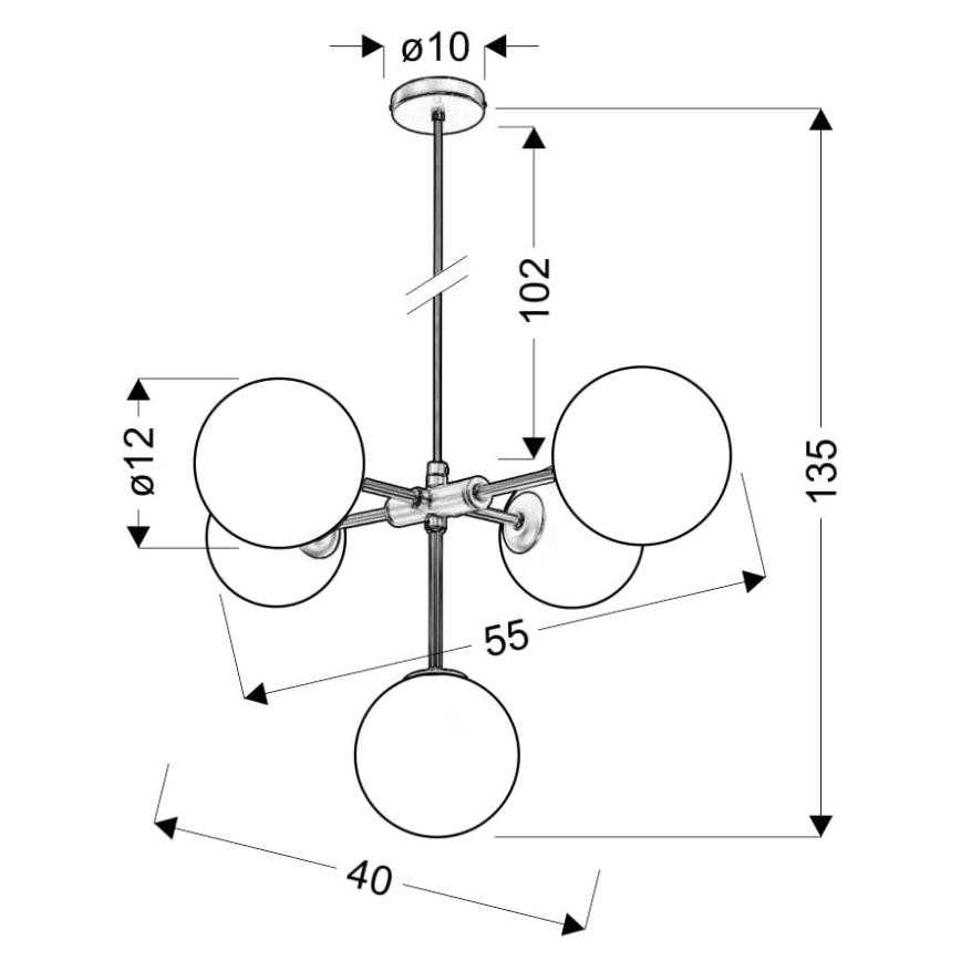 Chandelier on a string MATI 5xG9/28W/230V