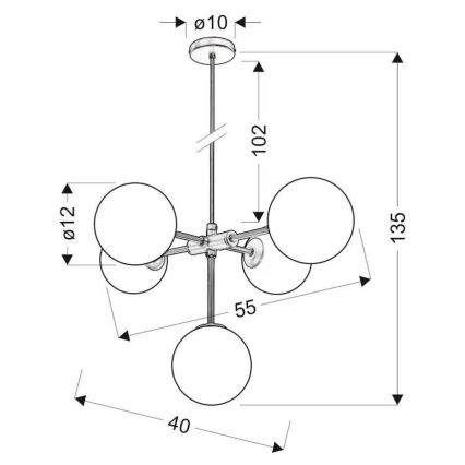 Chandelier on a string MATI 5xG9/28W/230V