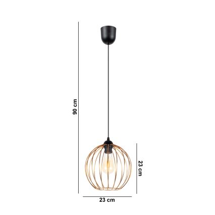 Chandelier on a string MATT 1xE27/60W/230V black/copper