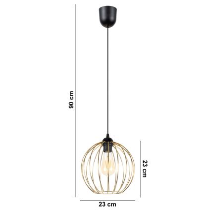 Chandelier on a string MATT 1xE27/60W/230V black/golden