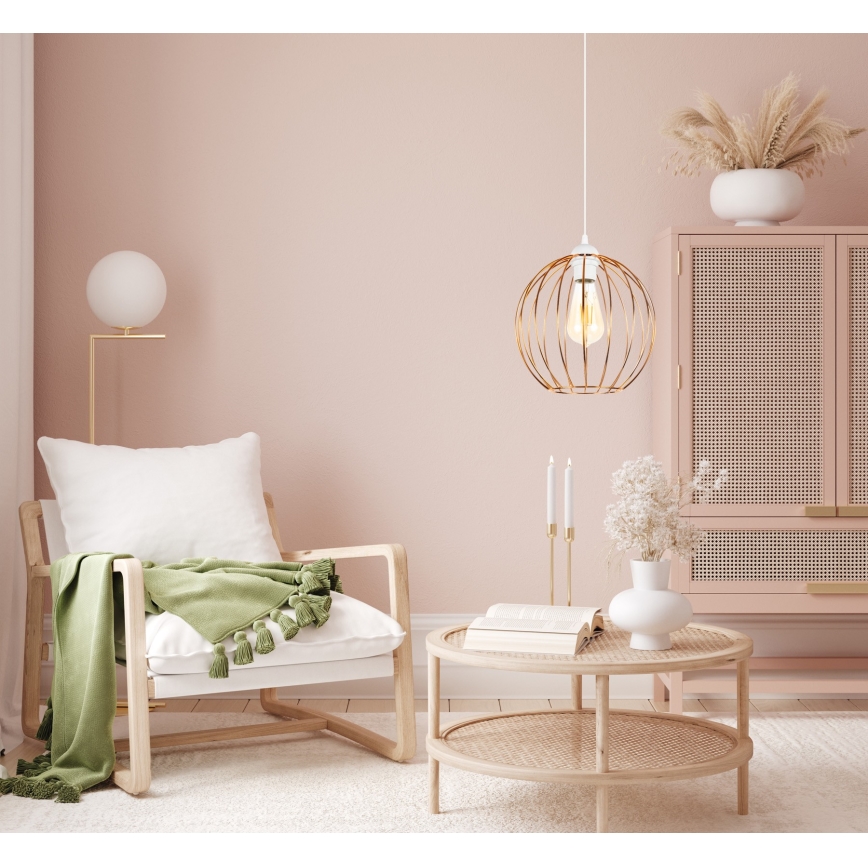 Chandelier on a string MATT 1xE27/60W/230V white/copper