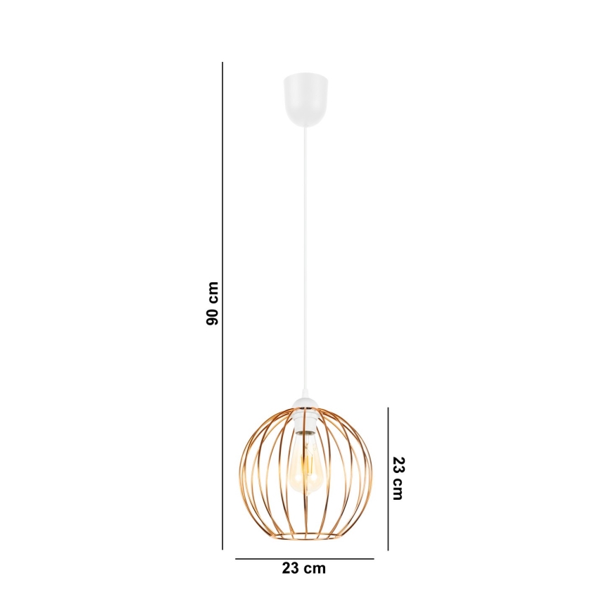 Chandelier on a string MATT 1xE27/60W/230V white/copper