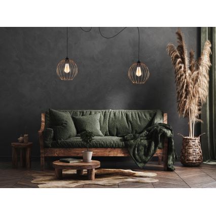 Chandelier on a string MATT 2xE27/60W/230V spider black/copper