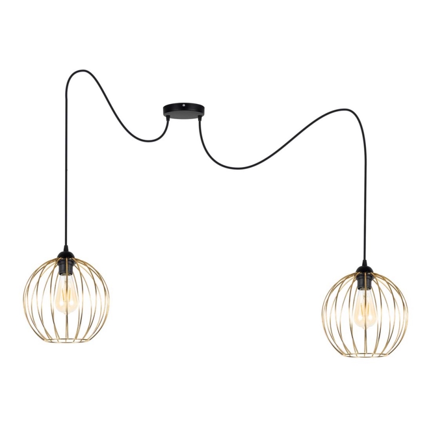 Chandelier on a string MATT 2xE27/60W/230V spider black/gold